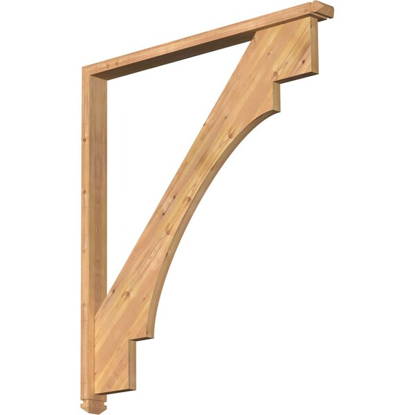Ekena Millwork Merced Arts and Crafts Smooth Bracket w/ Offset Brace, Western Red Cedar, 3 1/2"W x 42"D x 48"H BKT0402X42X48MRC03SWR - main